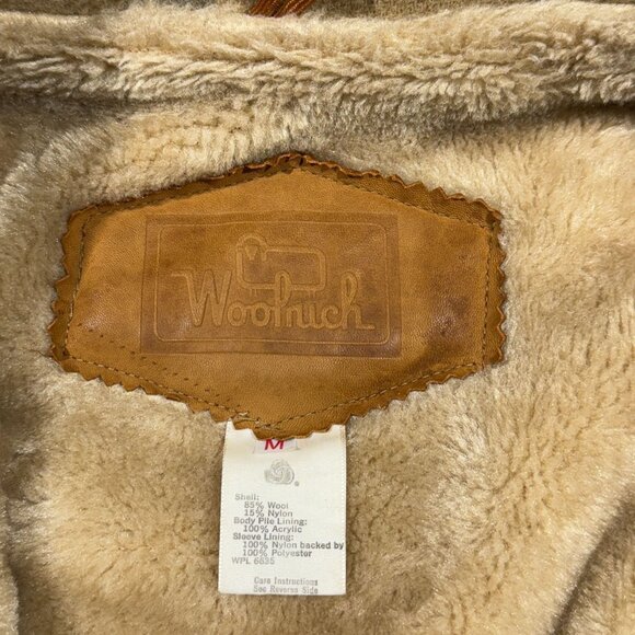 Woolrich Mens Medium Plaid Wool Blend Jacket Talon Zipper Sherpa Lining 70's - Picture 5 of 14